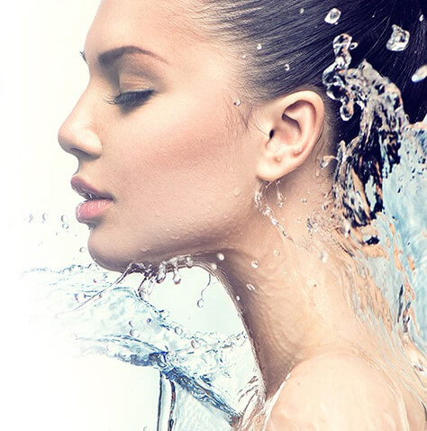 water splashing on woman