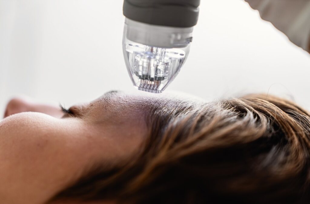 woman getting microneedling