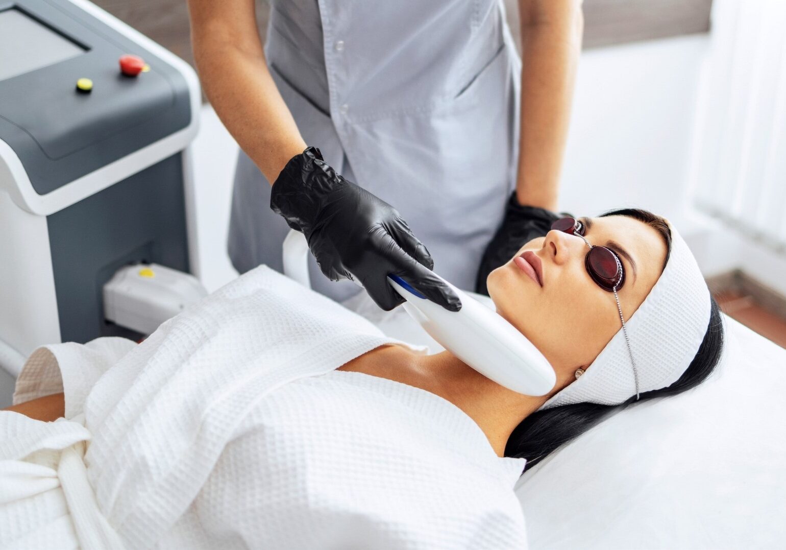 woman doing hifu treatment